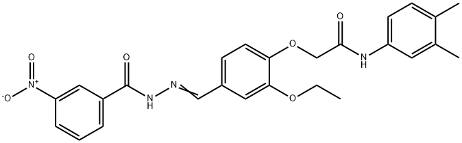 N-(3,4-dimethylphenyl)-2-[2-ethoxy-4-(2-{3-nitrobenzoyl}carbohydrazonoyl)phenoxy]acetamide Struktur