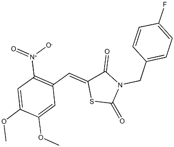 3-(4-fluorobenzyl)-5-{2-nitro-4,5-dimethoxybenzylidene}-1,3-thiazolidine-2,4-dione Struktur