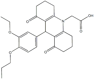 (9-(3-ethoxy-4-propoxyphenyl)-1,8-dioxo-2,3,4,5,6,7,8,9-octahydro-10(1H)-acridinyl)acetic acid Struktur