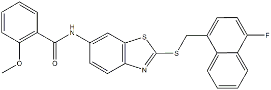 N-(2-{[(4-fluoro-1-naphthyl)methyl]sulfanyl}-1,3-benzothiazol-6-yl)-2-methoxybenzamide Struktur