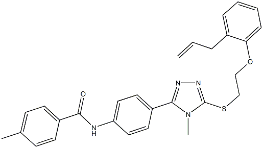 N-[4-(5-{[2-(2-allylphenoxy)ethyl]sulfanyl}-4-methyl-4H-1,2,4-triazol-3-yl)phenyl]-4-methylbenzamide Struktur