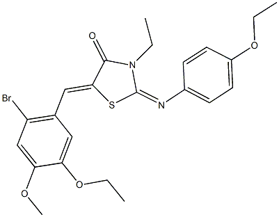 5-(2-bromo-5-ethoxy-4-methoxybenzylidene)-2-[(4-ethoxyphenyl)imino]-3-ethyl-1,3-thiazolidin-4-one Struktur