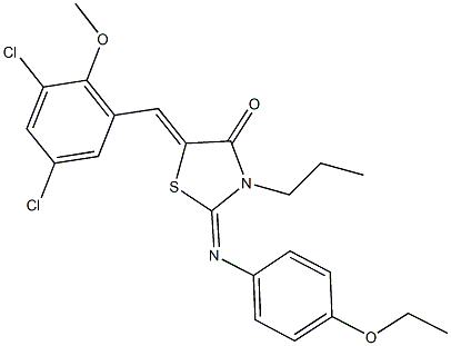 5-(3,5-dichloro-2-methoxybenzylidene)-2-[(4-ethoxyphenyl)imino]-3-propyl-1,3-thiazolidin-4-one Struktur