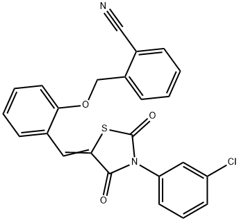 2-[(2-{[3-(3-chlorophenyl)-2,4-dioxo-1,3-thiazolidin-5-ylidene]methyl}phenoxy)methyl]benzonitrile Struktur