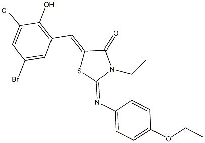 5-(5-bromo-3-chloro-2-hydroxybenzylidene)-2-[(4-ethoxyphenyl)imino]-3-ethyl-1,3-thiazolidin-4-one Struktur