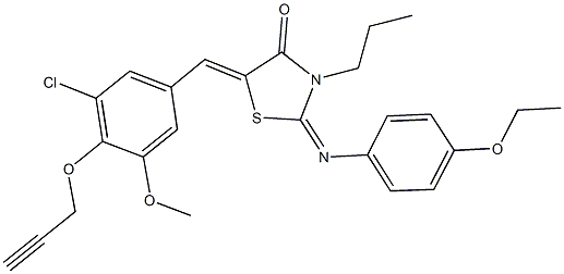 5-[3-chloro-5-methoxy-4-(2-propynyloxy)benzylidene]-2-[(4-ethoxyphenyl)imino]-3-propyl-1,3-thiazolidin-4-one Struktur