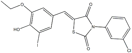 3-(3-chlorophenyl)-5-(3-ethoxy-4-hydroxy-5-iodobenzylidene)-1,3-thiazolidine-2,4-dione Struktur