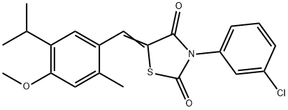 3-(3-chlorophenyl)-5-(5-isopropyl-4-methoxy-2-methylbenzylidene)-1,3-thiazolidine-2,4-dione Struktur