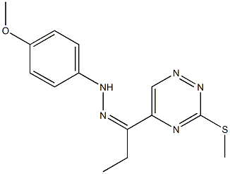 1-[3-(methylsulfanyl)-1,2,4-triazin-5-yl]-1-propanone (4-methoxyphenyl)hydrazone Struktur