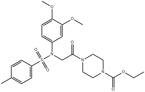 ethyl 4-({3,4-dimethoxy[(4-methylphenyl)sulfonyl]anilino}acetyl)piperazine-1-carboxylate Struktur