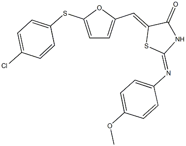 5-({5-[(4-chlorophenyl)sulfanyl]-2-furyl}methylene)-2-[(4-methoxyphenyl)imino]-1,3-thiazolidin-4-one Struktur