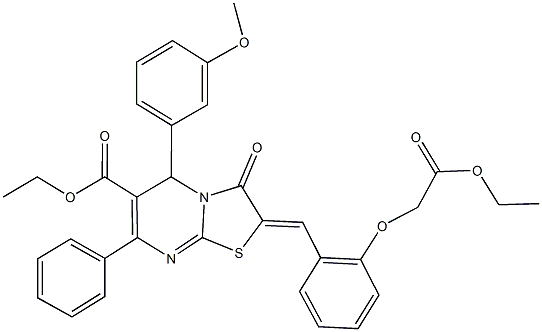 ethyl 2-[2-(2-ethoxy-2-oxoethoxy)benzylidene]-5-(3-methoxyphenyl)-3-oxo-7-phenyl-2,3-dihydro-5H-[1,3]thiazolo[3,2-a]pyrimidine-6-carboxylate Struktur