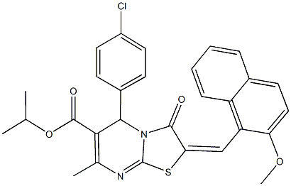 isopropyl 5-(4-chlorophenyl)-2-[(2-methoxy-1-naphthyl)methylene]-7-methyl-3-oxo-2,3-dihydro-5H-[1,3]thiazolo[3,2-a]pyrimidine-6-carboxylate Struktur