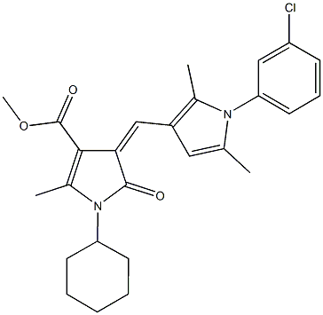 methyl 4-{[1-(3-chlorophenyl)-2,5-dimethyl-1H-pyrrol-3-yl]methylene}-1-cyclohexyl-2-methyl-5-oxo-4,5-dihydro-1H-pyrrole-3-carboxylate Struktur