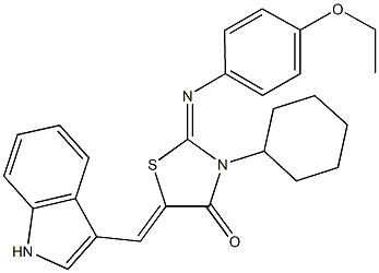 3-cyclohexyl-2-[(4-ethoxyphenyl)imino]-5-(1H-indol-3-ylmethylene)-1,3-thiazolidin-4-one Struktur