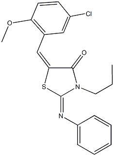 5-(5-chloro-2-methoxybenzylidene)-2-(phenylimino)-3-propyl-1,3-thiazolidin-4-one Struktur