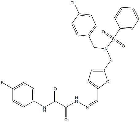 2-{2-[(5-{[(4-chlorobenzyl)(phenylsulfonyl)amino]methyl}-2-furyl)methylene]hydrazino}-N-(4-fluorophenyl)-2-oxoacetamide Struktur