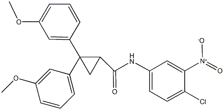 N-{4-chloro-3-nitrophenyl}-2,2-bis(3-methoxyphenyl)cyclopropanecarboxamide Struktur