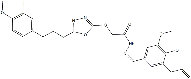 N'-(3-allyl-4-hydroxy-5-methoxybenzylidene)-2-({5-[3-(4-methoxy-3-methylphenyl)propyl]-1,3,4-oxadiazol-2-yl}sulfanyl)acetohydrazide Struktur