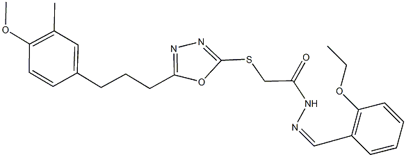 N'-(2-ethoxybenzylidene)-2-({5-[3-(4-methoxy-3-methylphenyl)propyl]-1,3,4-oxadiazol-2-yl}sulfanyl)acetohydrazide Struktur