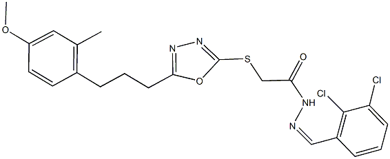 N'-(2,3-dichlorobenzylidene)-2-({5-[3-(4-methoxy-2-methylphenyl)propyl]-1,3,4-oxadiazol-2-yl}sulfanyl)acetohydrazide Struktur