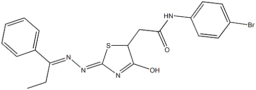 N-(4-bromophenyl)-2-{4-hydroxy-2-[(1-phenylpropylidene)hydrazono]-2,5-dihydro-1,3-thiazol-5-yl}acetamide Struktur