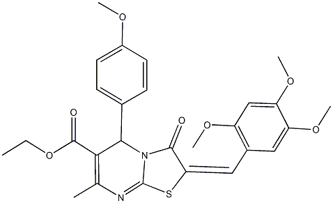 ethyl 5-(4-methoxyphenyl)-7-methyl-3-oxo-2-(2,4,5-trimethoxybenzylidene)-2,3-dihydro-5H-[1,3]thiazolo[3,2-a]pyrimidine-6-carboxylate Struktur