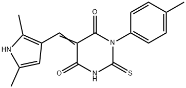 5-[(2,5-dimethyl-1H-pyrrol-3-yl)methylene]-1-(4-methylphenyl)-2-thioxodihydro-4,6(1H,5H)-pyrimidinedione Struktur