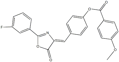 4-[(2-(3-fluorophenyl)-5-oxo-1,3-oxazol-4(5H)-ylidene)methyl]phenyl 4-methoxybenzoate Struktur