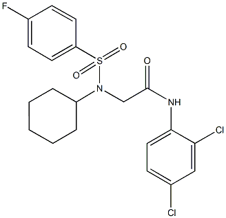 2-{cyclohexyl[(4-fluorophenyl)sulfonyl]amino}-N-(2,4-dichlorophenyl)acetamide Struktur