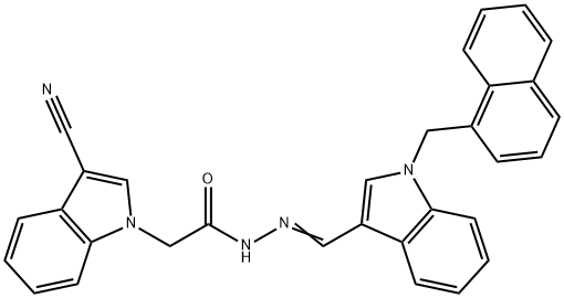 2-(3-cyano-1H-indol-1-yl)-N'-{[1-(1-naphthylmethyl)-1H-indol-3-yl]methylene}acetohydrazide Struktur