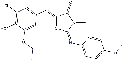 5-(3-chloro-5-ethoxy-4-hydroxybenzylidene)-2-[(4-methoxyphenyl)imino]-3-methyl-1,3-thiazolidin-4-one Struktur