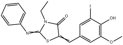 3-ethyl-5-(4-hydroxy-3-iodo-5-methoxybenzylidene)-2-(phenylimino)-1,3-thiazolidin-4-one Struktur