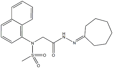 N-[2-(2-cycloheptylidenehydrazino)-2-oxoethyl]-N-naphthalen-1-ylmethanesulfonamide Struktur