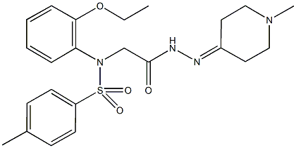 N-(2-ethoxyphenyl)-4-methyl-N-{2-[2-(1-methyl-4-piperidinylidene)hydrazino]-2-oxoethyl}benzenesulfonamide Struktur