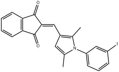 2-{[1-(3-iodophenyl)-2,5-dimethyl-1H-pyrrol-3-yl]methylene}-1H-indene-1,3(2H)-dione Struktur