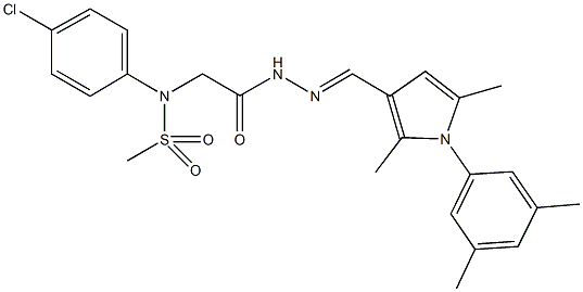 N-(4-chlorophenyl)-N-[2-(2-{[1-(3,5-dimethylphenyl)-2,5-dimethyl-1H-pyrrol-3-yl]methylene}hydrazino)-2-oxoethyl]methanesulfonamide Struktur