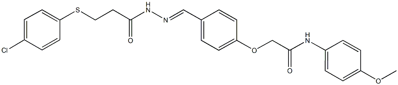 2-[4-(2-{3-[(4-chlorophenyl)sulfanyl]propanoyl}carbohydrazonoyl)phenoxy]-N-(4-methoxyphenyl)acetamide Struktur