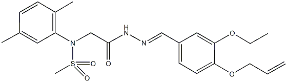 N-(2-{2-[4-(allyloxy)-3-ethoxybenzylidene]hydrazino}-2-oxoethyl)-N-(2,5-dimethylphenyl)methanesulfonamide Struktur