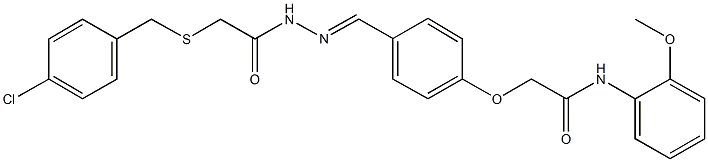 2-[4-(2-{[(4-chlorobenzyl)sulfanyl]acetyl}carbohydrazonoyl)phenoxy]-N-(2-methoxyphenyl)acetamide Struktur