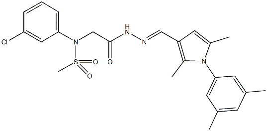 N-(3-chlorophenyl)-N-[2-(2-{[1-(3,5-dimethylphenyl)-2,5-dimethyl-1H-pyrrol-3-yl]methylene}hydrazino)-2-oxoethyl]methanesulfonamide Struktur