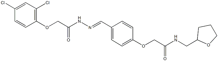 2-(4-{2-[(2,4-dichlorophenoxy)acetyl]carbohydrazonoyl}phenoxy)-N-(tetrahydro-2-furanylmethyl)acetamide Struktur