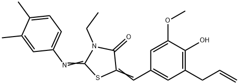 5-(3-allyl-4-hydroxy-5-methoxybenzylidene)-2-[(3,4-dimethylphenyl)imino]-3-ethyl-1,3-thiazolidin-4-one Struktur