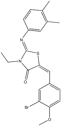 5-(3-bromo-4-methoxybenzylidene)-2-[(3,4-dimethylphenyl)imino]-3-ethyl-1,3-thiazolidin-4-one Struktur