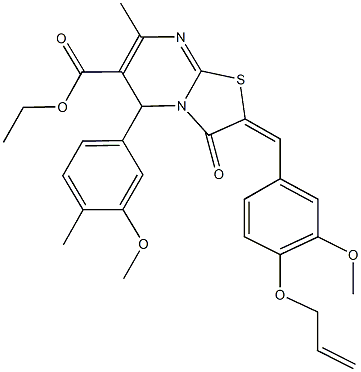 ethyl 2-[4-(allyloxy)-3-methoxybenzylidene]-5-(3-methoxy-4-methylphenyl)-7-methyl-3-oxo-2,3-dihydro-5H-[1,3]thiazolo[3,2-a]pyrimidine-6-carboxylate Struktur