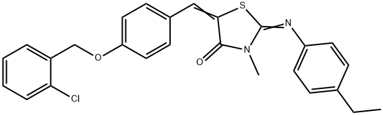 5-{4-[(2-chlorobenzyl)oxy]benzylidene}-2-[(4-ethylphenyl)imino]-3-methyl-1,3-thiazolidin-4-one Struktur