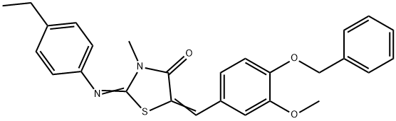 5-[4-(benzyloxy)-3-methoxybenzylidene]-2-[(4-ethylphenyl)imino]-3-methyl-1,3-thiazolidin-4-one Struktur