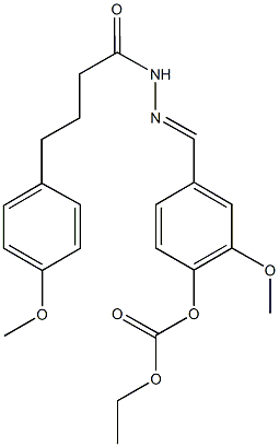 ethyl 2-methoxy-4-{2-[4-(4-methoxyphenyl)butanoyl]carbohydrazonoyl}phenyl carbonate Struktur