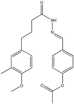 4-{2-[4-(4-methoxy-3-methylphenyl)butanoyl]carbohydrazonoyl}phenyl acetate Struktur