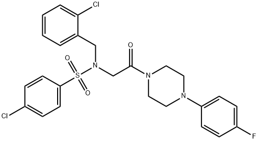 4-chloro-N-(2-chlorobenzyl)-N-{2-[4-(4-fluorophenyl)-1-piperazinyl]-2-oxoethyl}benzenesulfonamide Struktur